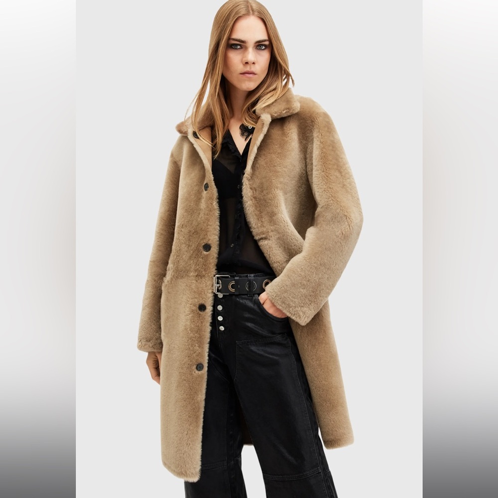 AllSaints Serra Genuine Shearling Coat
